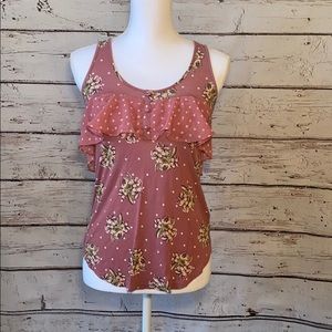 LC Lauren Conrad XS ruffle mauve tank top